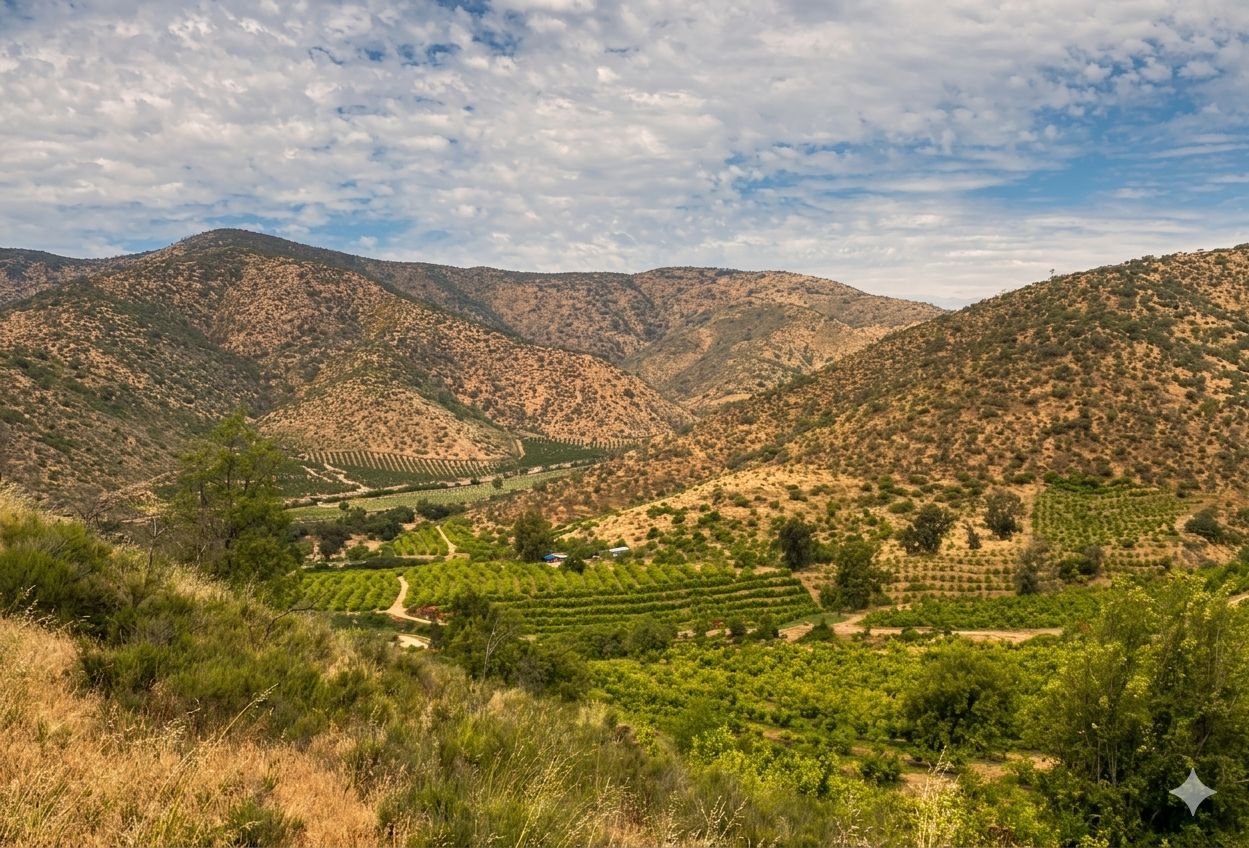 Vista panorámica del Valle de Mallarauco, MARQUEN Orgánico